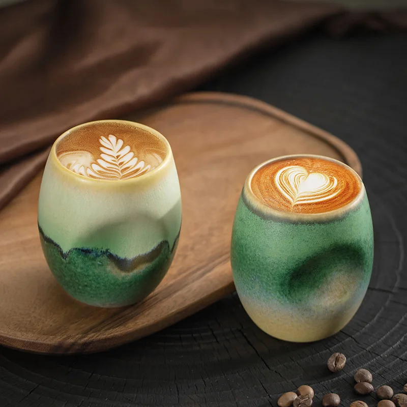 Coffee Tea Green - Зеленая, полуцветная керамическая концентрированная кофейная чашка