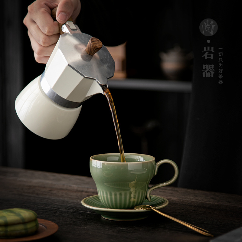 Coffee Tea Green - Ретро-набор для кофе HYS: керамическая чашка