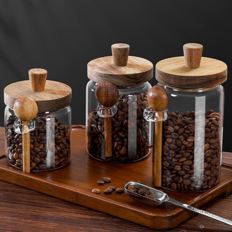 Coffee Tea Sugar Container Set - Набор из 3 стеклянных банок ABJI