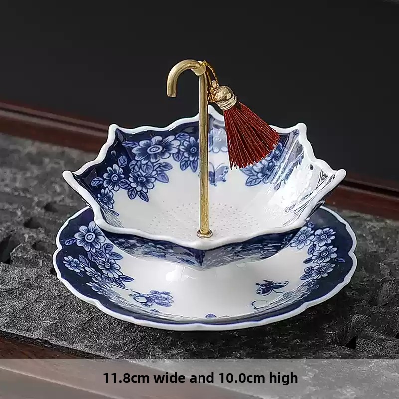 Coffee Tea In Chinese - Китайский сине-белый фарфоровый керамический заварочный фильтр