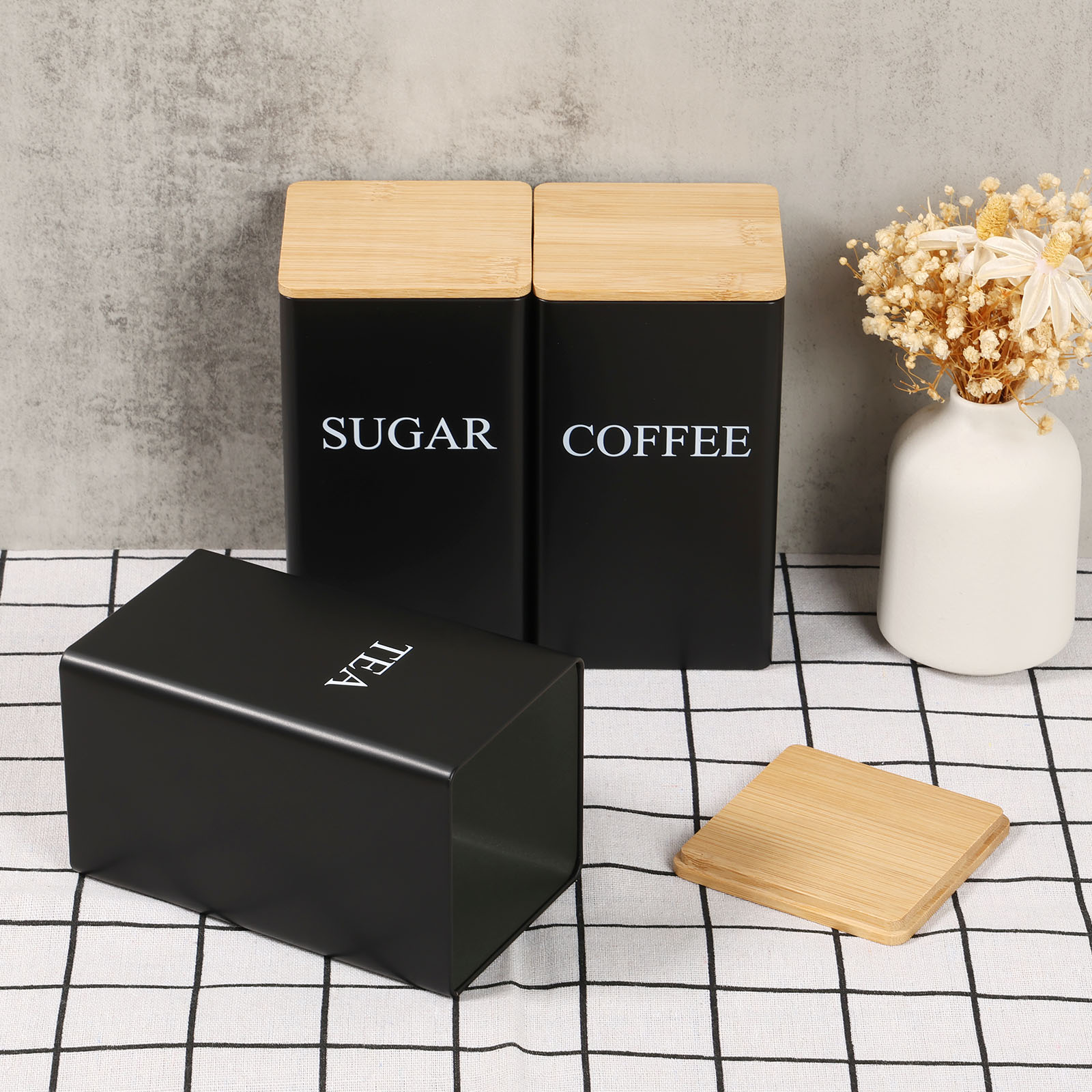 Coffee Tea Sugar Canister Set - Баночка для хранения кофейных зерен, металлический