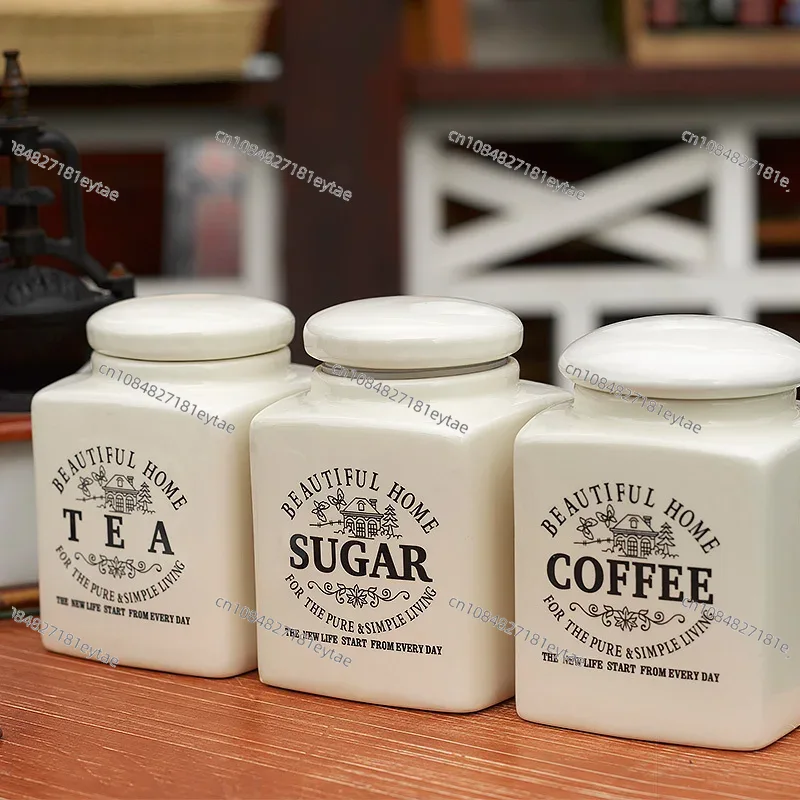Набор из 3-х керамических конт – обзор и цена Coffee Tea Sugar Container Set