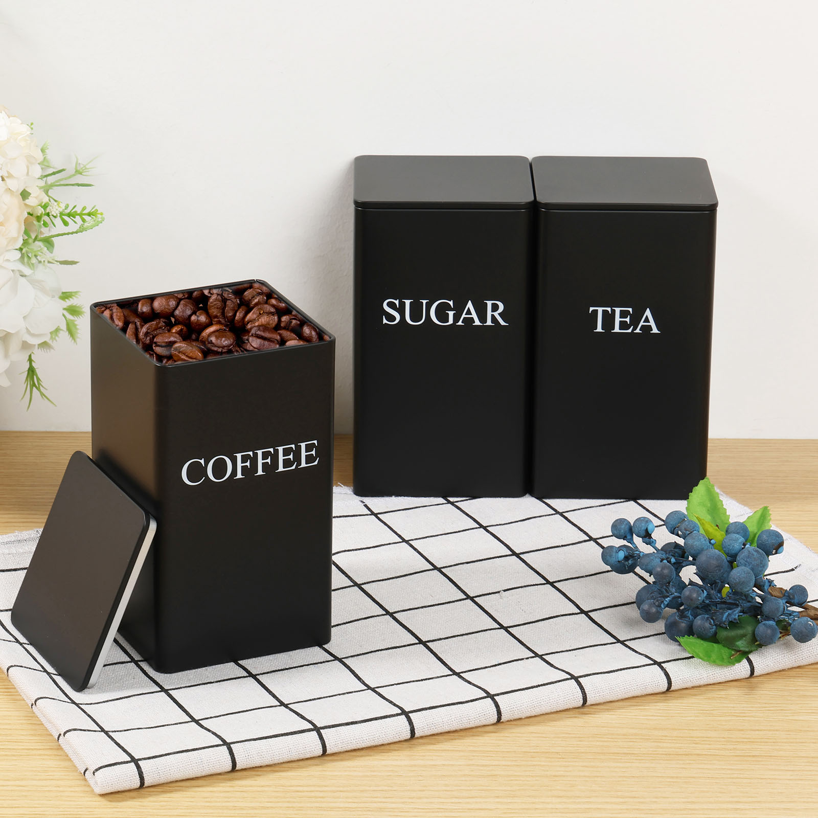 3 шт. канистры для хранения ко – обзор и цена Coffee Tea Sugar Canister Set