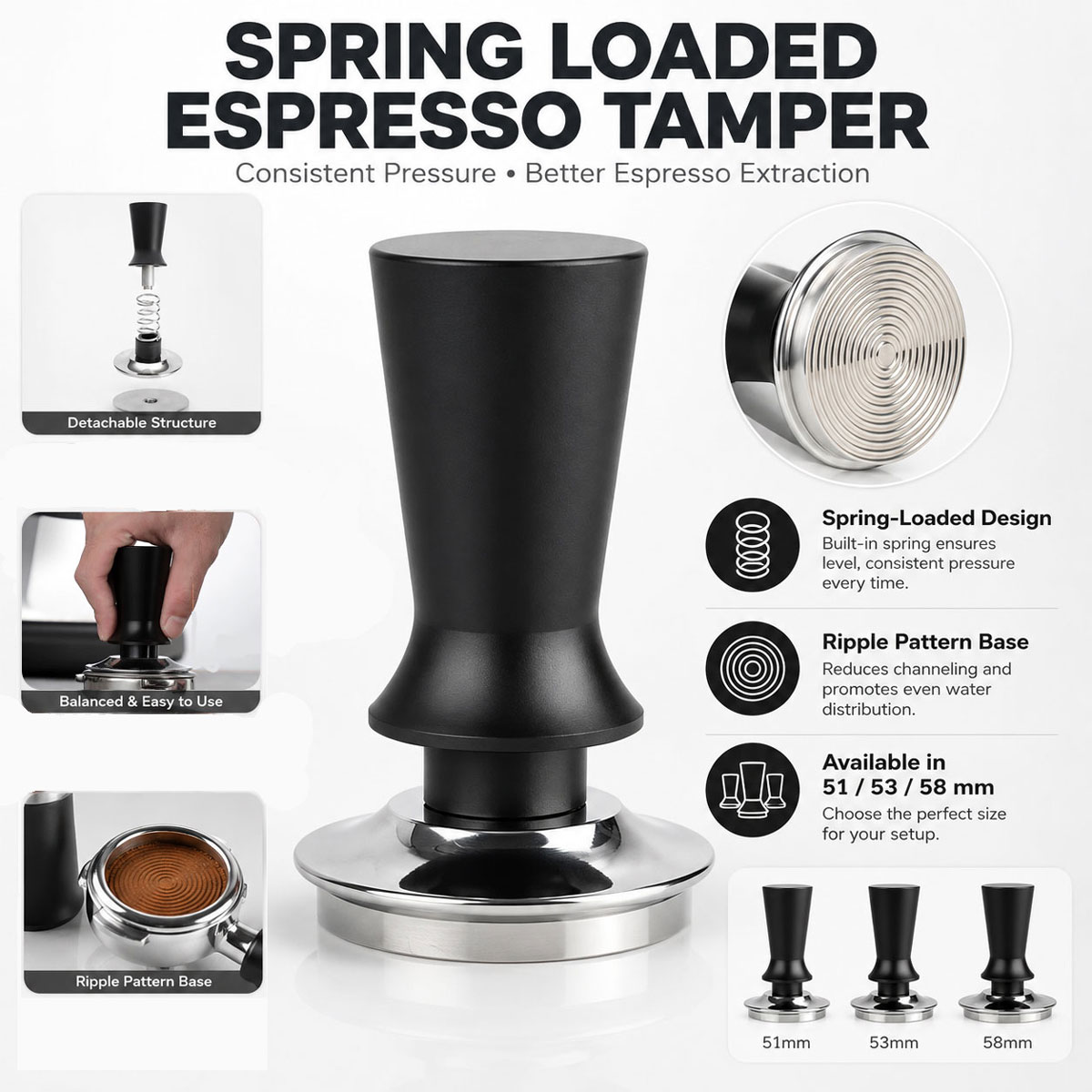 1 шт. темпер для кофе 51/53/58 – обзор и цена Coffee Tamper Leveler