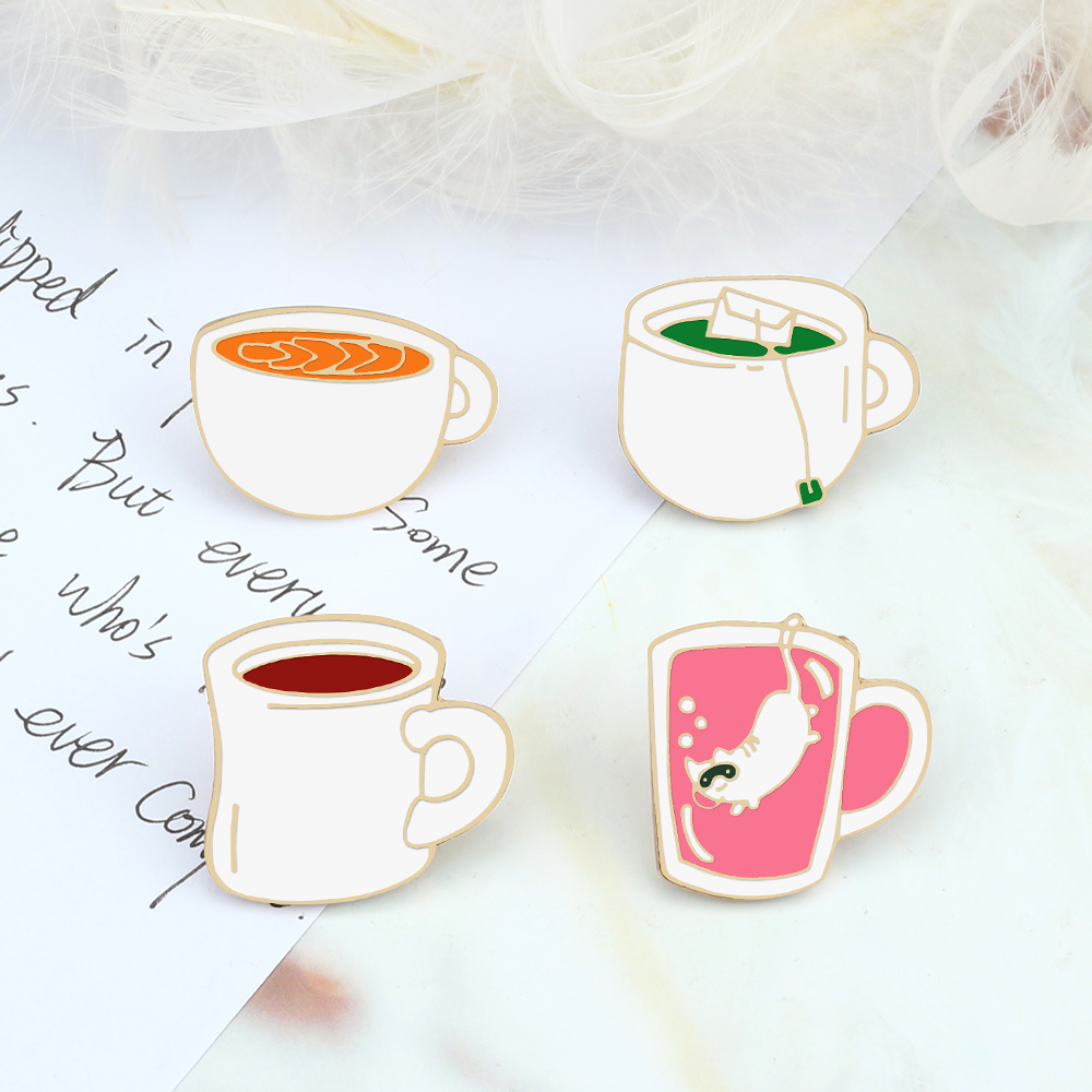 4 стиля эмалевые булавки для н – обзор и цена Coffee Tea Green
